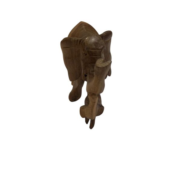 Set of 2 Hand Carved Wood Elephant Figurines Dark Wood Light Wood PLEASE READ - Picture 8 of 14